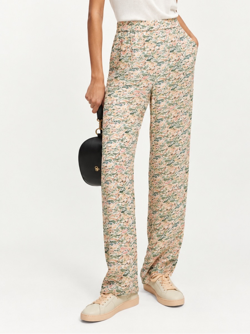Scotch & Soda Peach and Cream Abstract Floral Print Pants Sz M